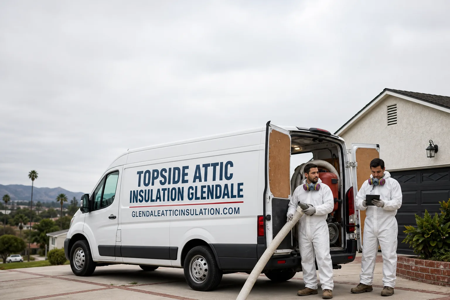 Topside Attic Insulation Glendale insulation service vehicle and crew in Glendale, CA